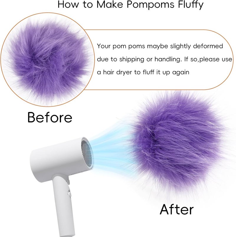 Daieeparty Daieparty 24 Pcs Bright Color Faux Fur Pom Pom Balls,Fluffy Pompom Balls with Elastic Loop Ball Detachable Knitting Accessories for Knitting Hats Beanies Shoes,Scarves,Glove - Image 4